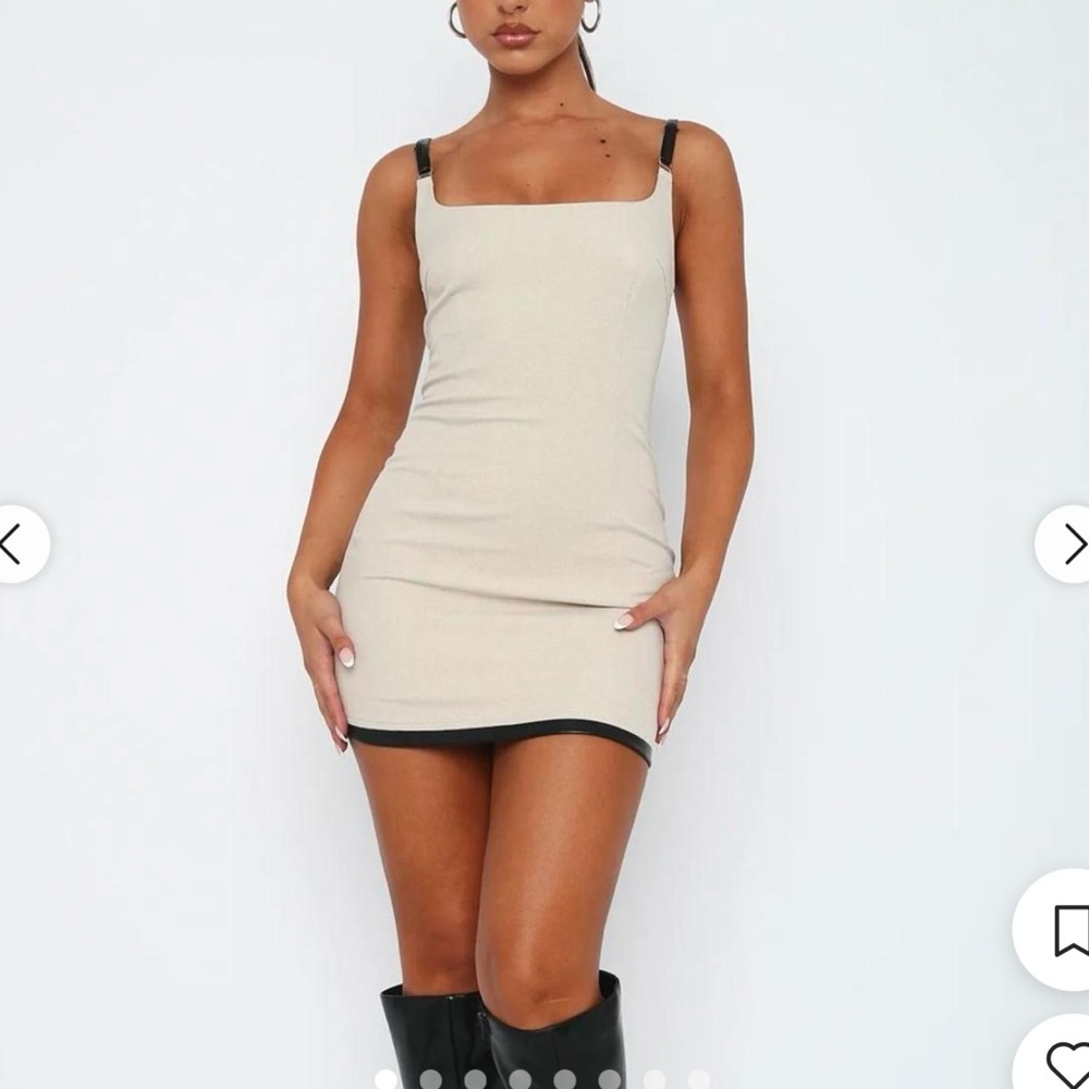 WHITE FOX BOUTIQUE TAN & BLACK MINI DRESS